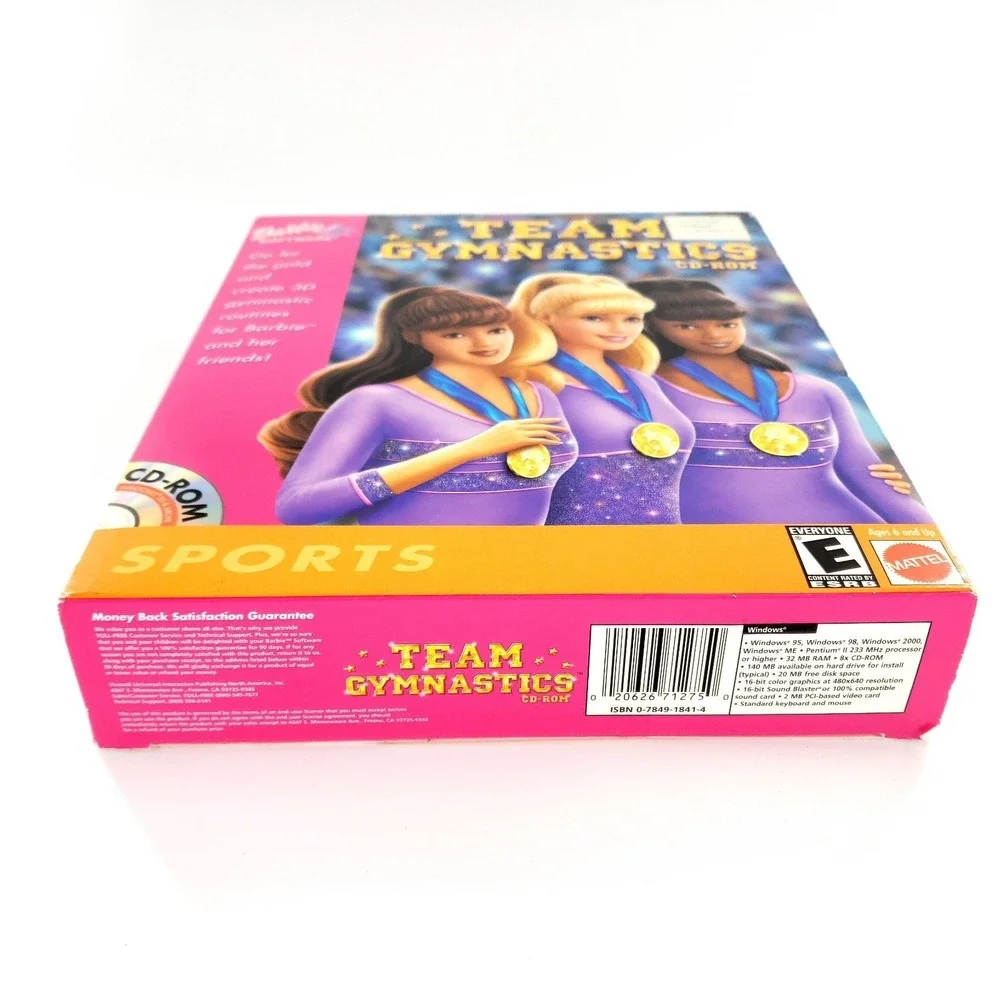 Barbie Team Gymnastics CD-ROM (PC, 2001) Complete Big Box